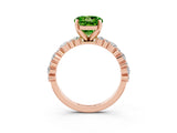 Rose gold Round Cut Peridot Solitaire with Side Stones, Pave Band, Four-Prong Setting_39