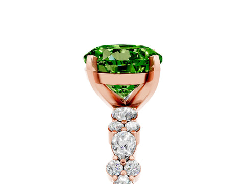 Rose gold Round Cut Peridot Solitaire with Side Stones, Pave Band, Four-Prong Setting_41