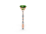 Rose gold Round Cut Peridot Solitaire with Side Stones on a Pavé Band and Four-Prong Setting_2