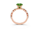 Rose gold Round Cut Peridot Solitaire with Side Stones on a Pavé Band and Four-Prong Setting_3