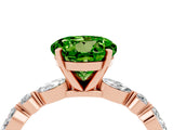 Rose gold Round Cut Peridot Solitaire with Side Stones on a Pavé Band and Four-Prong Setting_4