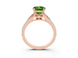 Rose gold Round Cut Peridot Split Shank Engagement Ring with Pavé Band_3