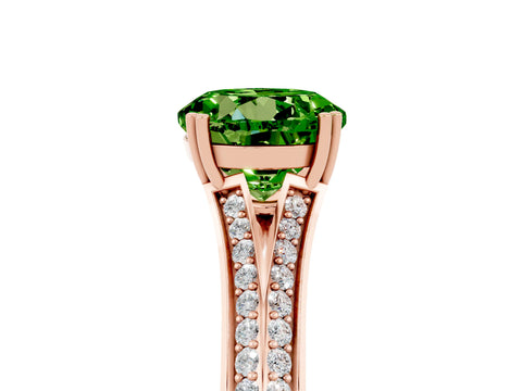 Rose gold Round Cut Peridot Split Shank Engagement Ring with Pavé Band_5