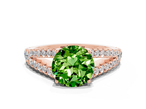 Rose gold Round Cut Peridot Split Shank Pavé Engagement Ring with Four-Prong Setting_12