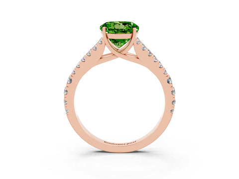 Rose gold Round Cut Peridot Split Shank Pavé Engagement Ring with Four-Prong Setting_15
