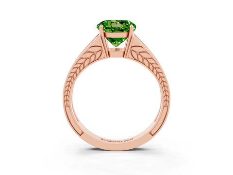 Rose gold Round Cut Peridot Split Shank Ring with Pavé Band and Four-Prong Setting_3