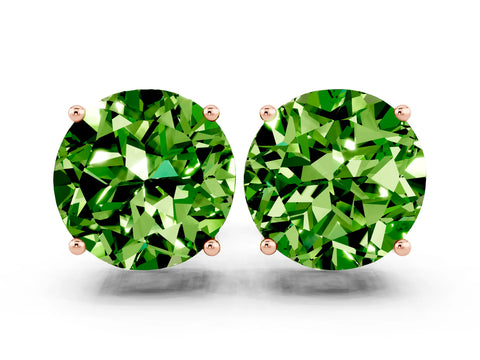 Rose gold Round Cut Peridot Stud Earrings_12