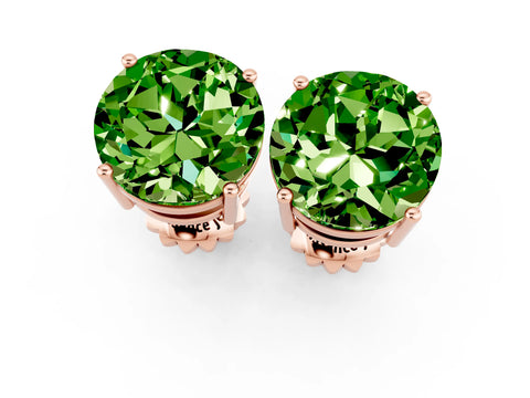 Rose gold Round Cut Peridot Stud Earrings_13