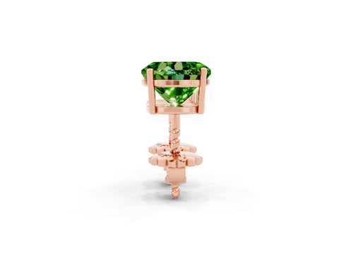 Rose gold Round Cut Peridot Stud Earrings_14