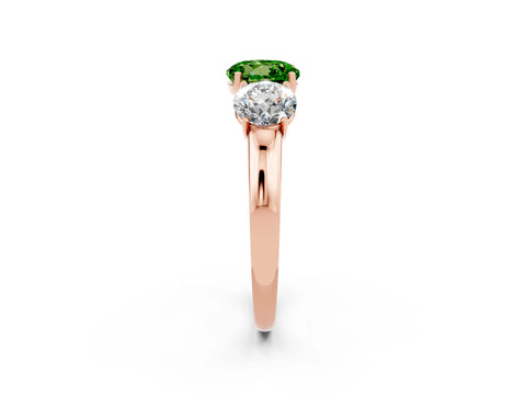 Rose gold Round Cut Peridot Three-Stone Ring with Four-Prong Setting and Classic Band_2
