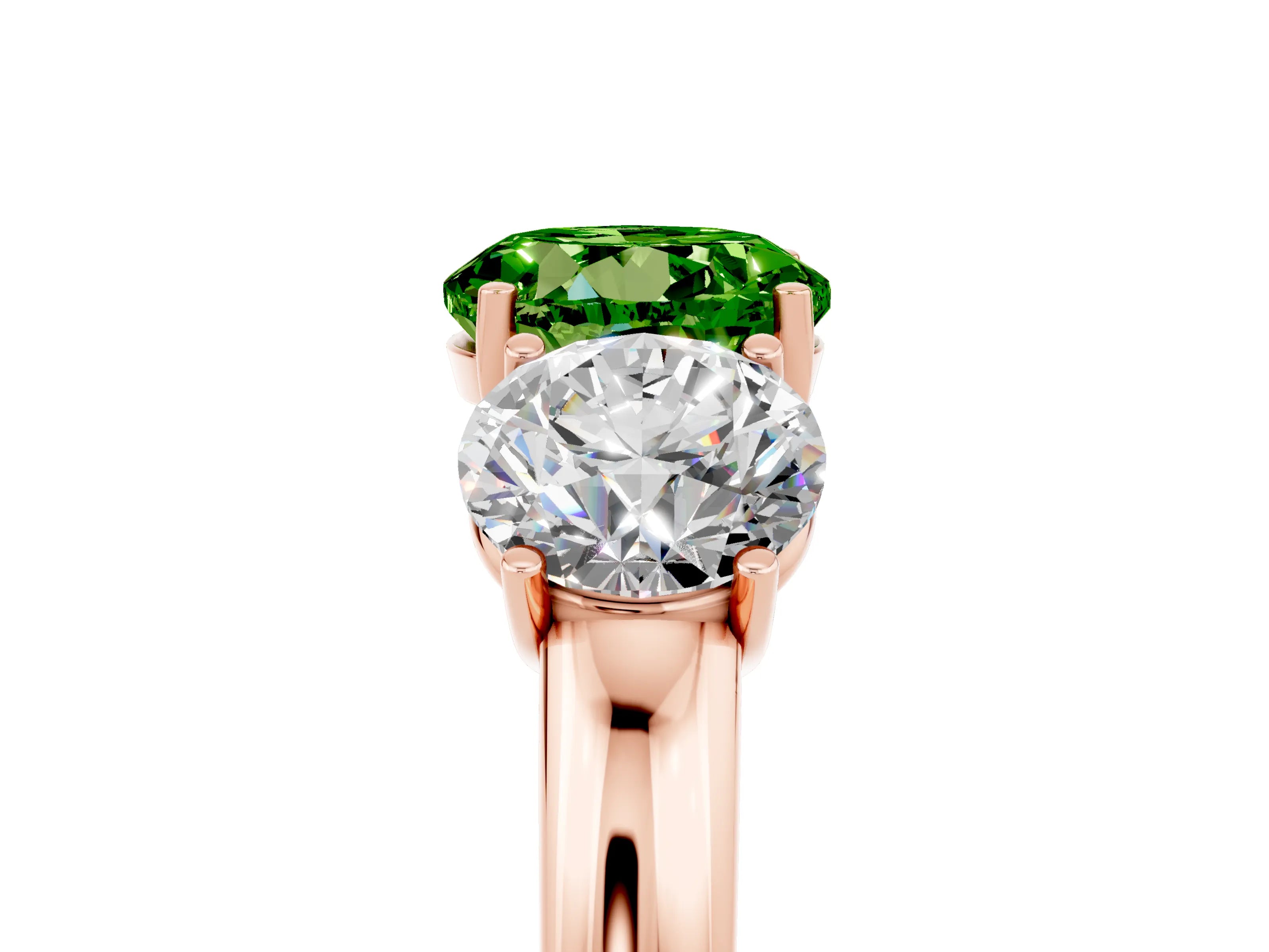 Rose gold Round Cut Peridot Three-Stone Ring with Four-Prong Setting and Classic Band_5