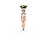 Rose gold Round Cut Peridot Three-Stone Ring with Pavé Split Shank and Four-Prong Setting_2