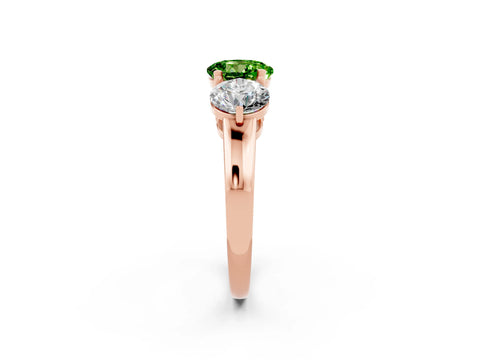 Rose gold Round Cut Peridot Three-Stone Ring with Prong Setting and Classic Band_2