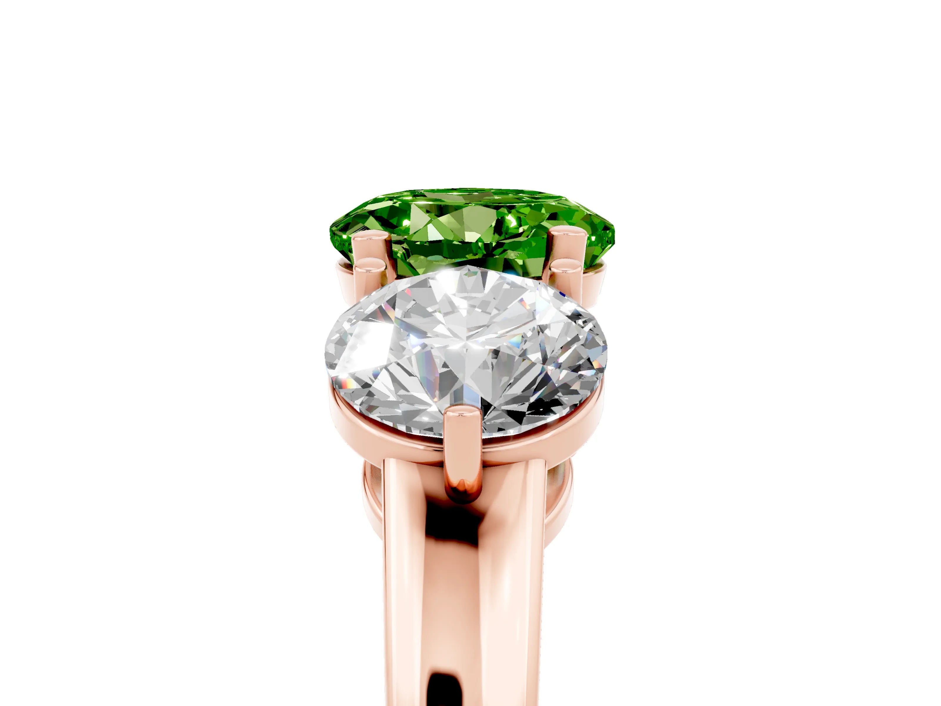 Rose gold Round Cut Peridot Three-Stone Ring with Prong Setting and Classic Band_5