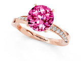 Rose gold Round Cut Pink Sapphire Engagement Ring with Side Stone Accents and Four-Prong Setting_61