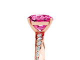 Rose gold Round Cut Pink Sapphire Engagement Ring with Side Stone Accents and Four-Prong Setting_65