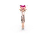 Rose gold Round Cut Pink Sapphire  Halo Twist Band Solitaire Prong Setting Ring_26