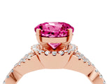 Rose gold Round Cut Pink Sapphire  Halo Twist Band Solitaire Prong Setting Ring_28