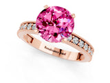 Rose gold Round Cut Pink Sapphire Milgrain Pavé Engagement Ring with Four-Prong Setting_25