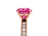 Rose gold Round Cut Pink Sapphire Milgrain Pavé Engagement Ring with Four-Prong Setting_29