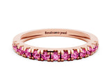 Rose gold Round Cut Pink Sapphire Pavé Set Thin Band