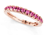 Rose gold Round Cut Pink Sapphire Pavé Set Thin Band_1