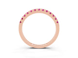 Rose gold Round Cut Pink Sapphire Pavé Set Thin Band_3