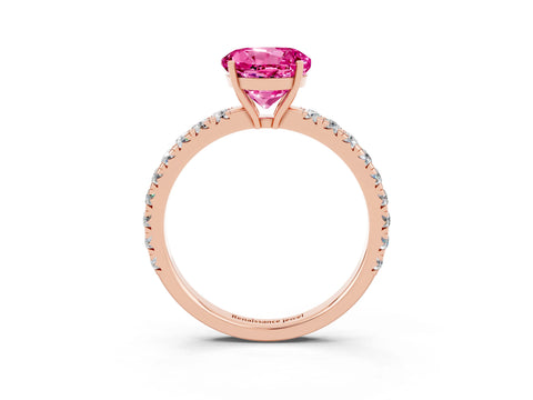 Rose gold Round Cut Pink Sapphire Pavé Solitaire Engagement Ring with Four-Prong Setting_15