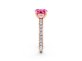 Rose gold Round Cut Pink Sapphire Pavé Solitaire Ring with Round Band and Prong Setting_14