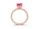 Rose gold Round Cut Pink Sapphire Pavé Solitaire Ring with Round Band and Prong Setting_15