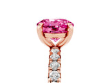 Rose gold Round Cut Pink Sapphire Pavé Solitaire Ring with Round Band and Prong Setting_17