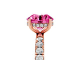 Rose gold Round Cut Pink Sapphire Pave Band Solitaire Ring with Four-Prong Setting_65