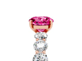Rose gold Round Cut Pink Sapphire Prong Setting with Side Stones on a Pave Band_29
