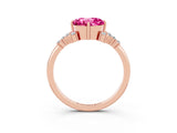 Rose gold Round Cut Pink Sapphire Ring with Side Stones and Four-Prong Setting_63