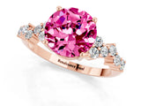 Rose gold Round Cut Pink Sapphire Scattered Round Accent Ring with Prong Setting_13