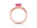 Rose gold Round Cut Pink Sapphire Scattered Round Accent Ring with Prong Setting_15