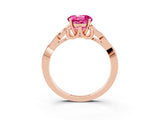 Rose gold Round Cut Pink Sapphire Solitaire Celtic Knot Ring with Four-Prong Setting_39