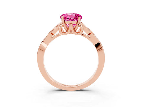 Rose gold Round Cut Pink Sapphire Solitaire Celtic Knot Ring with Four-Prong Setting_39