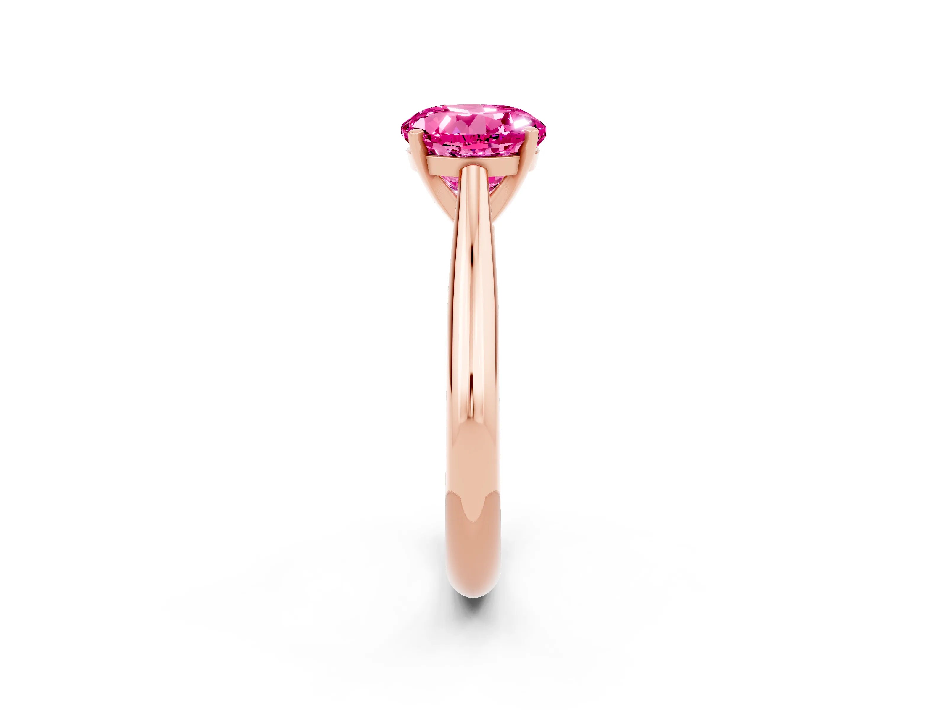 Rose gold Round Cut Pink Sapphire Solitaire Engagement Ring with Cathedral Setting and Four-Prong Mount_14