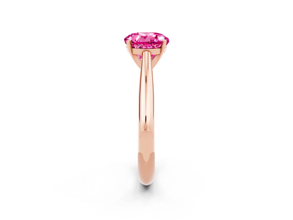 Rose gold Round Cut Pink Sapphire Solitaire Engagement Ring with Cathedral Setting and Four-Prong Mount