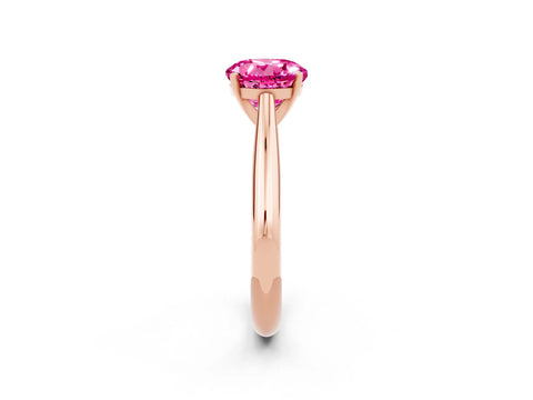 Rose gold Round Cut Pink Sapphire Solitaire Engagement Ring with Cathedral Setting and Four-Prong Mount_14