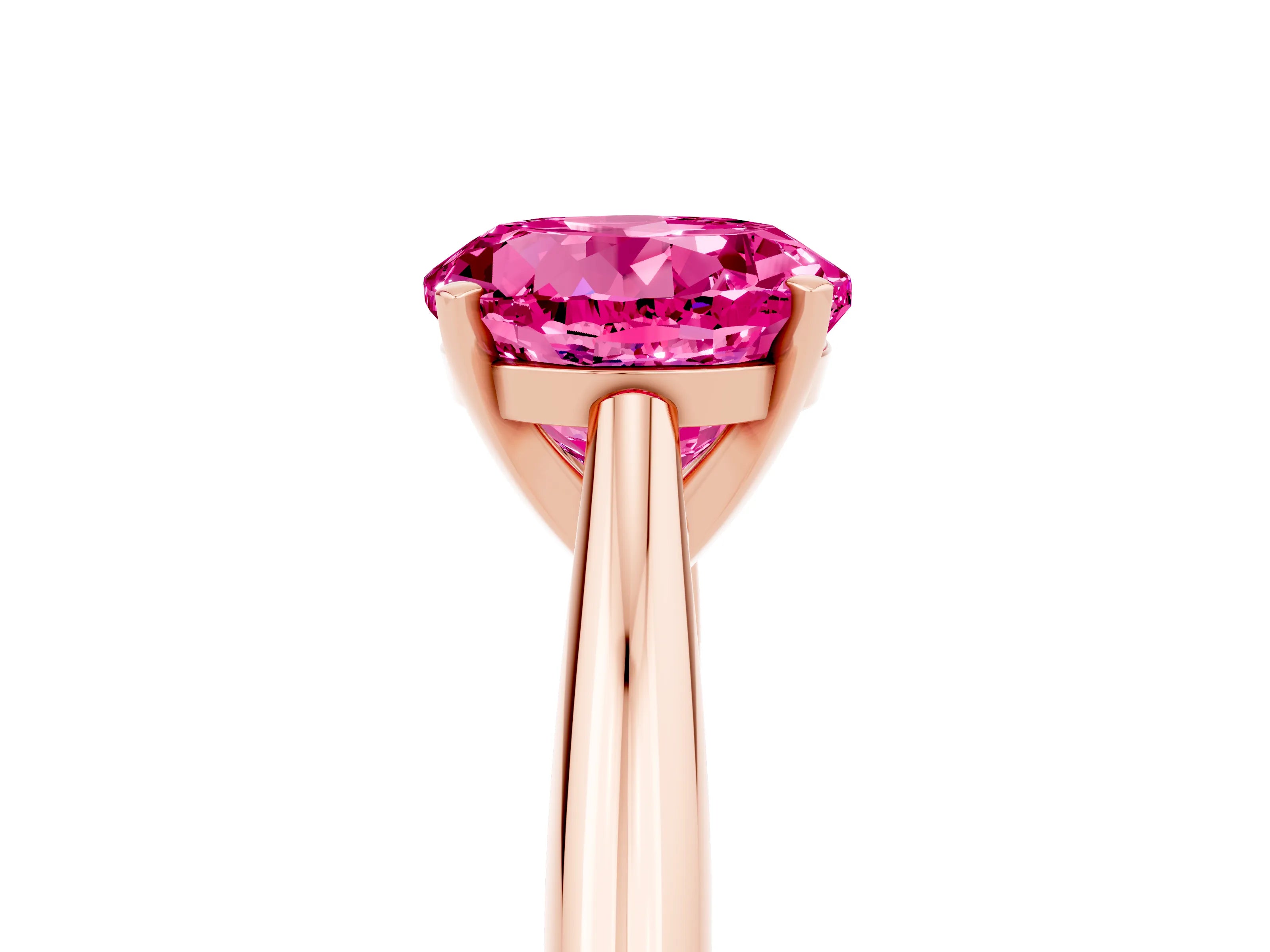 Rose gold Round Cut Pink Sapphire Solitaire Engagement Ring with Cathedral Setting and Four-Prong Mount_17