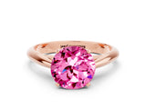 Rose gold Round Cut Pink Sapphire Solitaire Engagement Ring with Cathedral Setting and Four-Prong Mount_24
