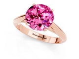 Rose gold Round Cut Pink Sapphire Solitaire Engagement Ring with Cathedral Setting and Four-Prong Mount_25