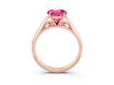 Rose gold Round Cut Pink Sapphire Solitaire Engagement Ring with Cathedral Setting and Four-Prong Mount_27