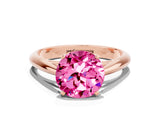 Rose gold Round Cut Pink Sapphire Solitaire Engagement Ring with Cathedral Setting and Four-Prong Mount_72
