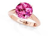 Rose gold Round Cut Pink Sapphire Solitaire Engagement Ring with Cathedral Setting and Four-Prong Mount_73