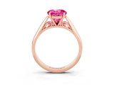 Rose gold Round Cut Pink Sapphire Solitaire Engagement Ring with Cathedral Setting and Four-Prong Mount_75