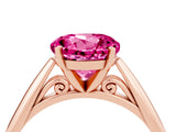 Rose gold Round Cut Pink Sapphire Solitaire Engagement Ring with Cathedral Setting and Four-Prong Mount_76