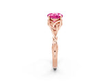 Rose gold Round Cut Pink Sapphire Solitaire Engagement Ring with Celtic Knot Band and Four-Prong Setting_26